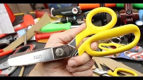Chomp! Klein Tools Single-serrated Blade Blunt-nose Scissors: Make short work of heavy duty cutting!