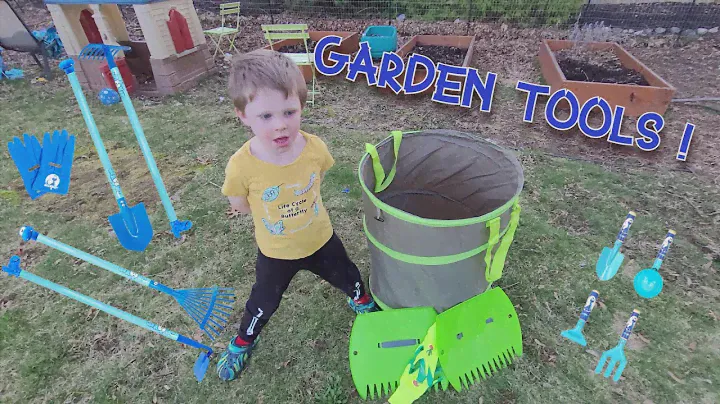 GARDENING TOOLS FOR KIDS! Spring Planting with handy kids tool set! Shovel, rake, hoe and more